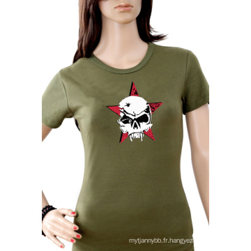 Écran Imprimé Équipé Femmes Armée Vert Mode T-shirt